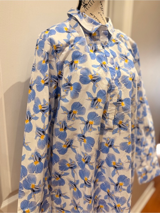 COS Dresses & Skirts - COS Blue and White Floral Shirt Dress with Yellow Accents